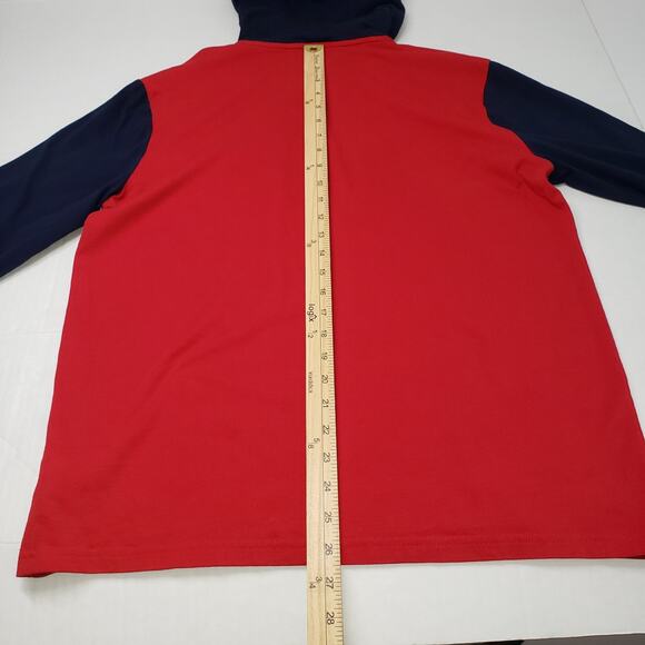Polo Ralph Lauren Hoodie Men Medium Red Colorblock Lightweight Pullover Spellout - Picture 6 of 16